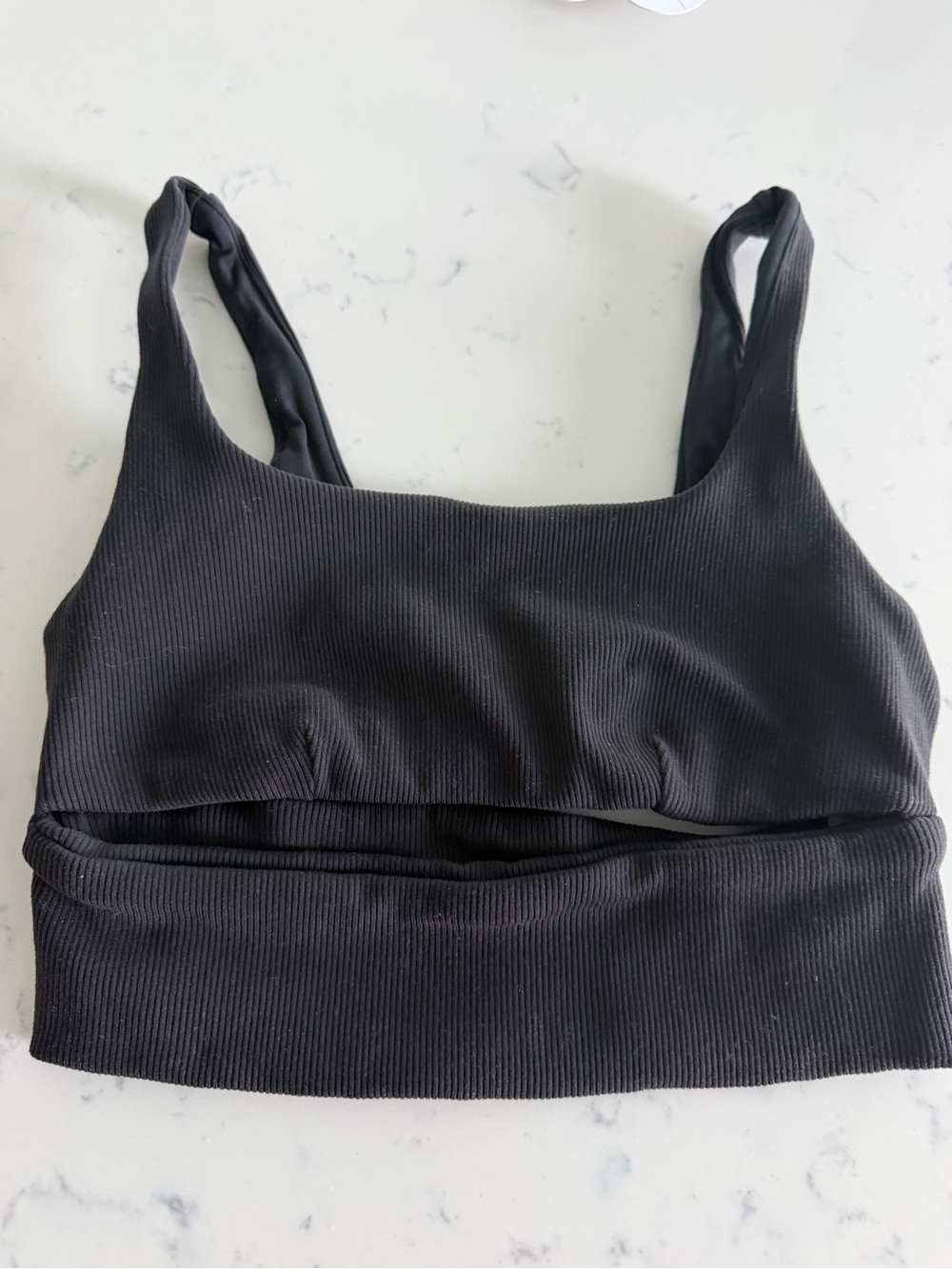 ALO Yoga Black Ribbed Crop Tank Bralette